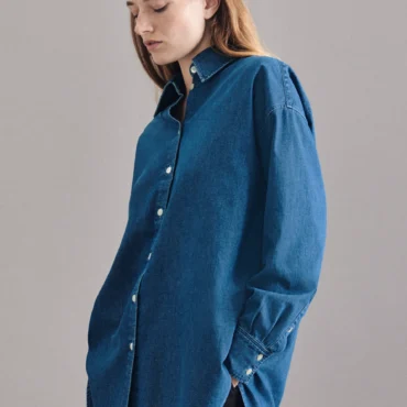 Seidensticker Winterkollektion blaue Oversized Bluse